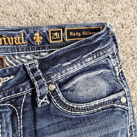 Rock Revival Liri Easy Skinny Jeans Women's Size 28 Mid Rise Embroidered Fade - Picture 4 of 10